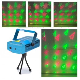 Mini Proyector Laser Formas Navideñas + Multipuntos Audioritmico Dual Color Rojo Verde