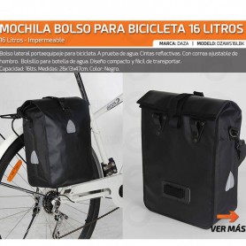 Bolso Para Bicicleta Impermeable Waterproof 16 Litros Daza 47X26Cm Pvc Poliester Dzaws16Bk