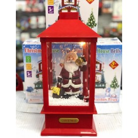 Farol Papa Noel Santa Grande Musica Y Luces Led Con Nieve Navidad