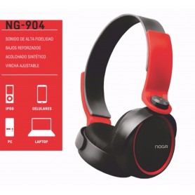 AURICULAR VINCHA NOGA NG-904 CELULAR MP3 RED AND BLACK
