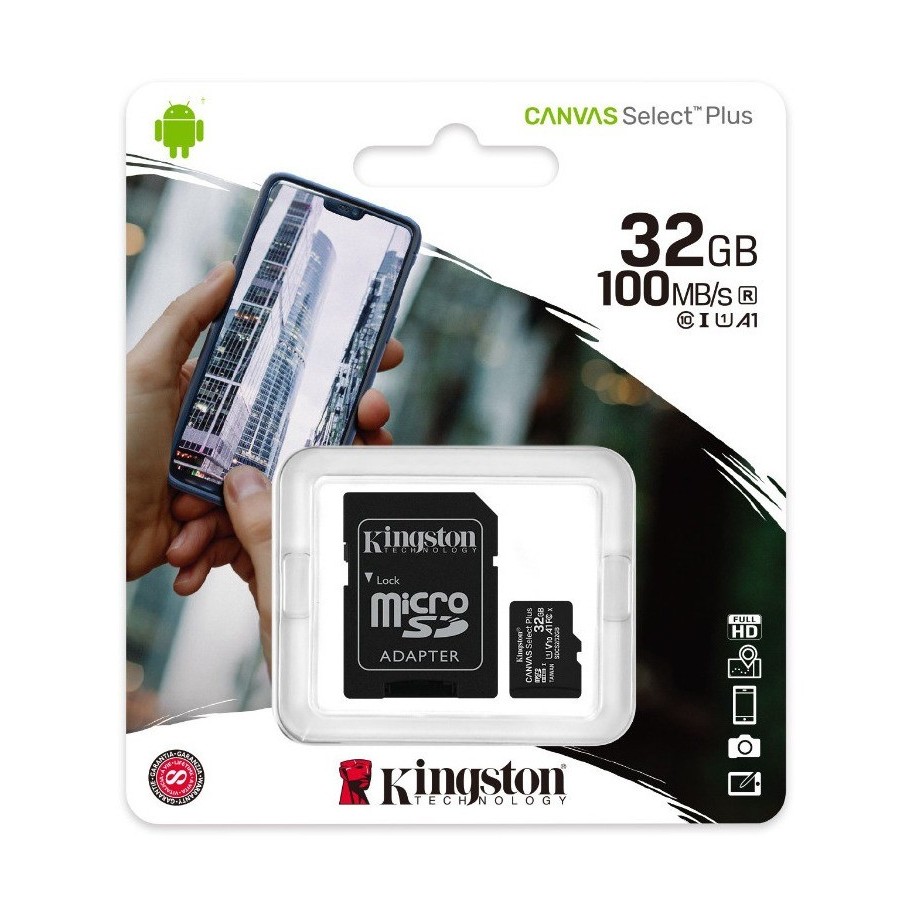 Memoria Micro Sd 32gb Clase 10 Canvas Select 100mb S Kingston