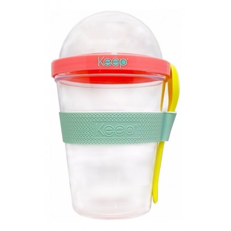 KEEP YOGURTERA VASO FRUTAS CEREALES CUCHARA 450ML VARIOS COLORES SILICONA LIBRE DE BPA GIMNASIO