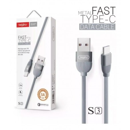 CABLE TYPE C 1.2M 5A S3 IPHONE TRANYOO SILICONADO FAST CHARGE