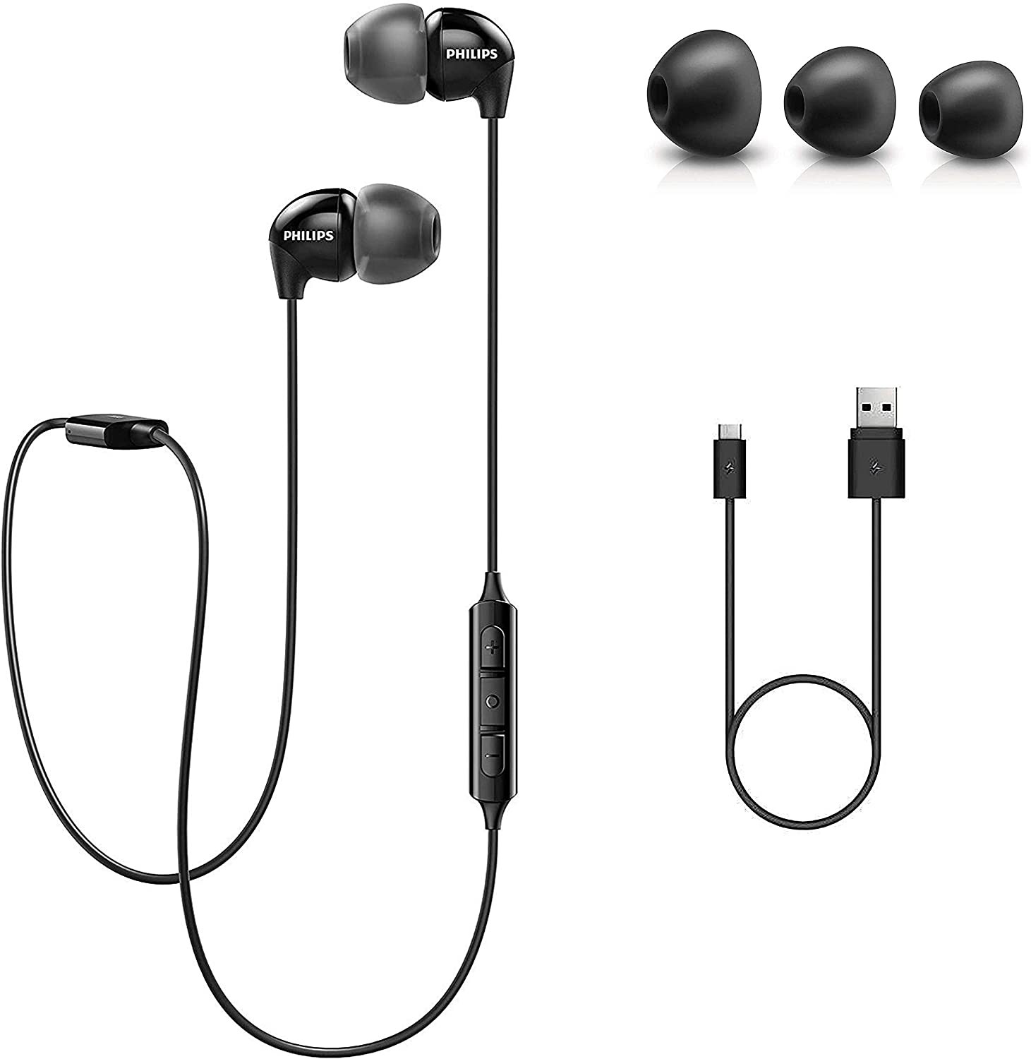 Auricular Philips Shb3595Bk In Ear Bass + Bluetooth Microfono Negro