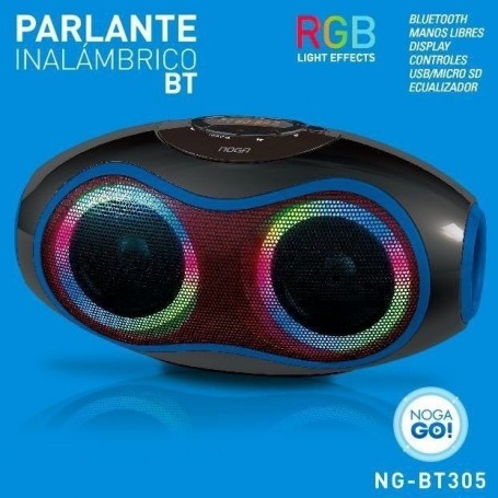 PARLANTE PORTATIL MANIJA BLUETOOTH LUCES LEDS BATERIA RECARGABLE NOGA NG-BT305