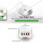 CARGADOR USB 4 PUERTOS 2.4A X3 + 1A CARGA RAPIDA WLX-T3 20W CHARGING