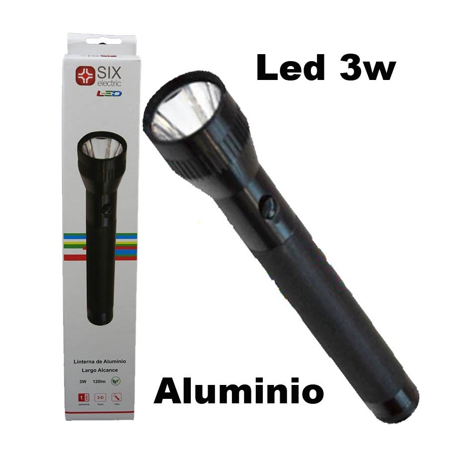 Linterna Aluminio Led De Largo Alcance 3W 120Lm 120M De Alcance Six  Electric Li720