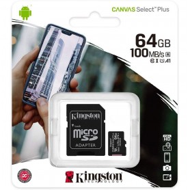 Memoria Micro Sd 64Gb Clase 10 Canvas Select 100Mb/S Kingston