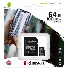 MEMORIA MICRO SD 64GB CLASE 10 CANVAS SELECT 100MB/S KINGSTON