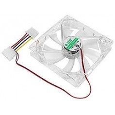 COOLER VENTILADOR 120X120X25 ACRILICO TRANSPARENTE CON LUZ 120MM CONECTOR MOLEX HW12X01