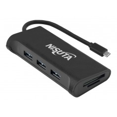 HUB TYPE C NISUTA 3 PUERTOS CON LECTOR DE TARJETAS SD MICRO SD TIPO C NSUCDUT