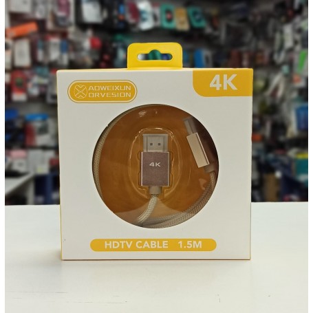 CABLE HDMI MALLADO 1.5MTS REFORZADO 4K 3D GOLD AOWEIXUN HDTV CABLE CB501