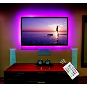 TIRA DE LED RGB PARA TV 2MTS USB CON CONTROL REMOTO