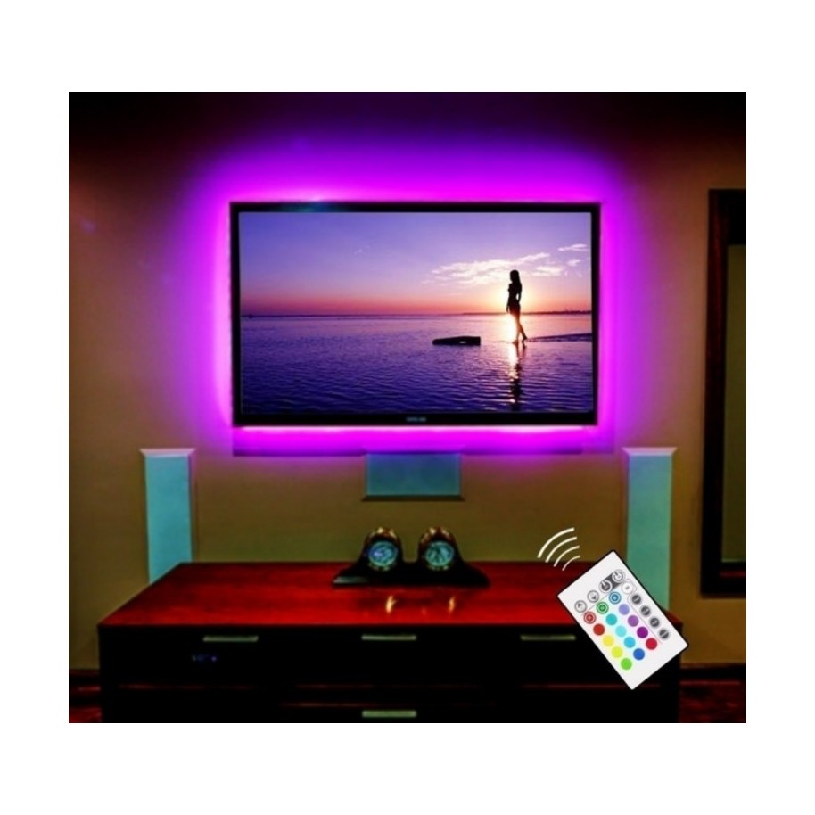 Tira led rgb con control remoto usb para tv – 2 metros - RGB