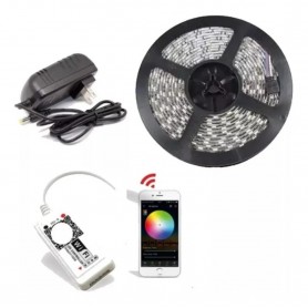 Kit Tira Led Rgb 5050 Interior 5Mts + Controladora Wifi App + Fuente 3Amp