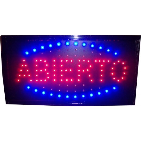 CARTEL LED GRANDE COLORES LUMINOSO ABIERTO 50 X 26 PUBLICIDAD 220V 6W ECO SMART