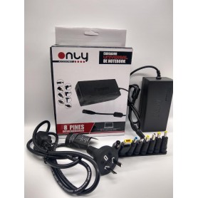 CARGADOR NOTEBOOK UNIVERSAL ONLY 8 PINES INTERCAMBIABLES 12V A 24V SELECTOR DE VOLTAJE
