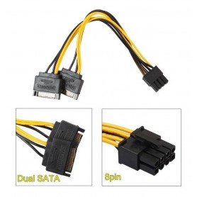 Cable De Fuente Adaptador 2 Sata A 8 Pines Pci-E Placas De Video (Si No Tiene La Fuente Adecuada No Se Recomienda)