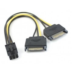 CABLE DE FUENTE ADAPTADOR 2 SATA A 6 PINES PCI-E PLACAS DE VIDEO (SI NO TIENE LA FUENTE ADECUADA NO SE RECOMIENDA)