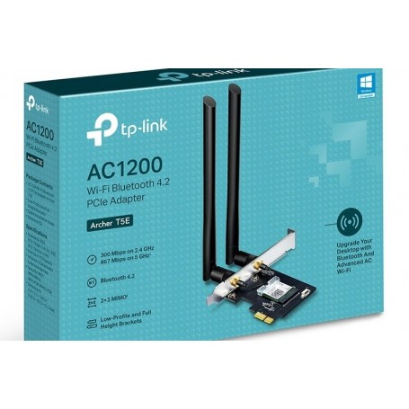 PLACA DE RED PCI-E TP-LINK ARCHER T5E 1200MB 2 ANTENAS WIFI + BLUETOOTH 4.2 2X2 MIMO 300MPBS EN 2.4GHZ 867MPBS EN 5GHZ