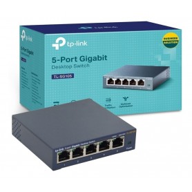 Switch De Red Tp-Link 5 Puertos Tl-Sg105 Gigabit 10/100/1000 Acero Plug And Play
