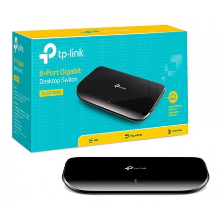 Switch De Red 8 Puertos Tp-Link Gigabit Tl-Sg1008D 10/100/1000