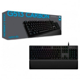 Teclado Gamer Logitech Mecanico G513 Gaming Carbon Rgb Mech Lightsync Con Apoya Muñeca