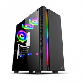 Gabinete Pc Gamer Rgb Acrilico Sp Cg-9900 Ultra Gaming Luces Led Usb 3.0 Loulan (Sin Fuente) (No Incluye Coolers)
