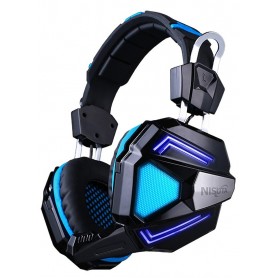 Auricular Gaming Nisuta 7.1 Con Vibracion Leds Azules Y Microfonos Ultra Gamer Nsaugz500