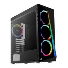 GABINETE AEROCOOL SHARD BLACK TEMPERED GLASS + 4 FANS RGB MID TOWER GAMER