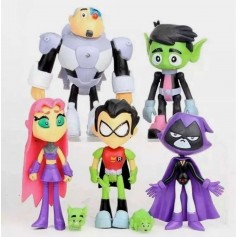 Set Figuras Teen Titans X5 Personajes En Bolsa 13Cm Coleccionable