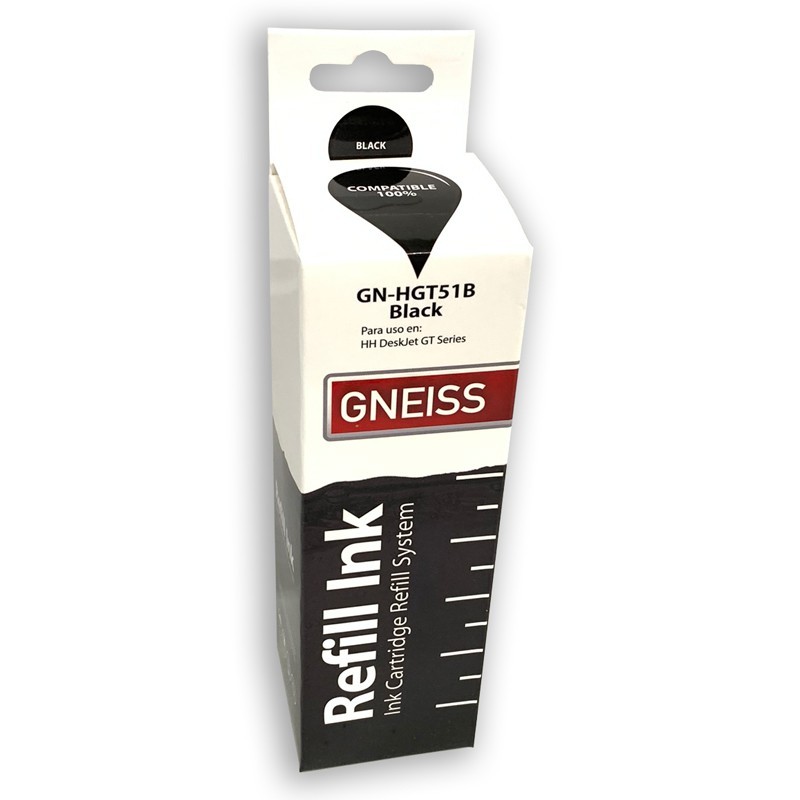 Gneiss Tinta Hp Alternativa Para Sistema Continuo Hgt51B 90Ml Black Negro  Gt Series