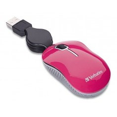 Mini Mouse Retractil Verbatim Rosa Mini Travel Optical Mouse Con Cable Pink
