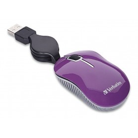 Mini Mouse Retractil Verbatim Violeta Mini Travel Optical Mouse Con Cable Purple