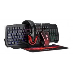 Combo Xtrike Gamer Auricular Gaming + Teclado Retroiluminado + Mouse Retroiluminado Red + Pad Gamer Cm-404