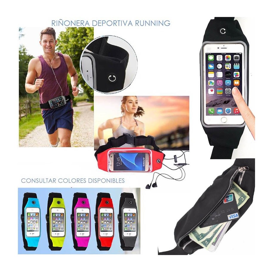 Para editar Largo Canadá Riñonera Deportiva Celular Impermeable Con Bolsillo De Cintura Running