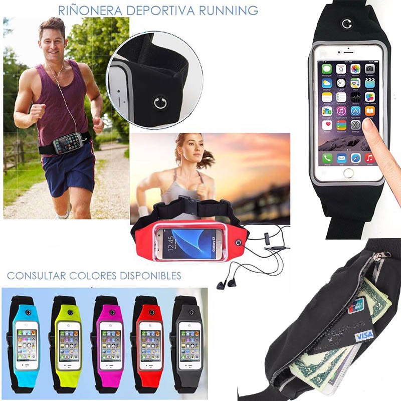 a tiempo Factura También Riñonera Deportiva Celular Impermeable Con Bolsillo De Cintura Running