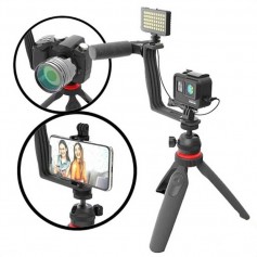 Kit Vlog Beston Streaming Iluminador Tripode Luz Led Microfono Ideal Camara o Celular Tik Tok Streaming Zoom Vlooggkit