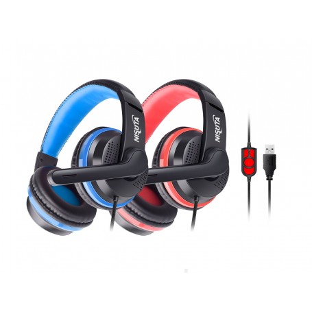 Auricular Gamer Nisuta Pc Usb Vincha Con Microfono Nsaug91 Control De Volumen Headset Gaming