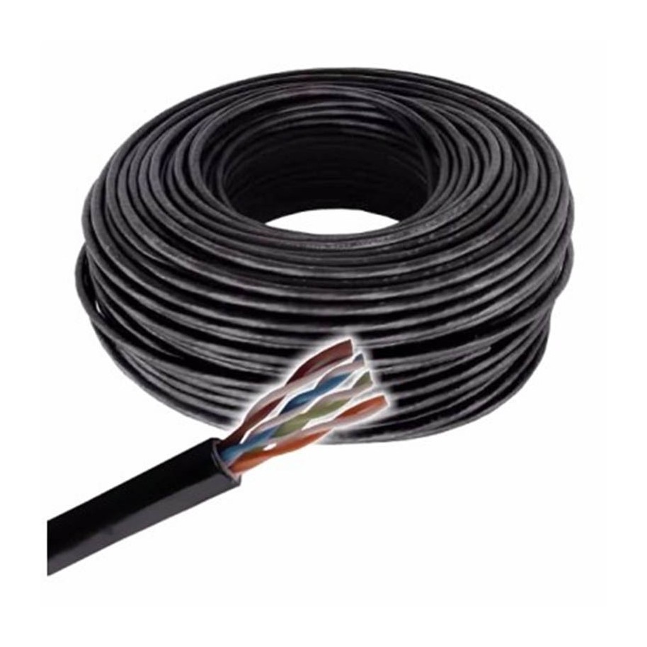 Cable De Red Para Exteriores OEM, Cable De Cobre Cat5 Cat6, UTP FTP SFTP Sólido, Resistente A Los Rayos UV, Impermeable, 305M, Negro