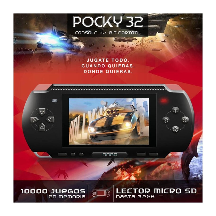 Espinoso Untado Centro comercial Consola Juegos Portable 3 Noganet Ngx-Pocky 32 Ng Negra 32 Bit Salida Tv