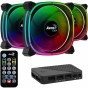 Kit De 3 Cooler Fans Aerocool Astro 12 Pro Argb + Controladora Con Control Remoto