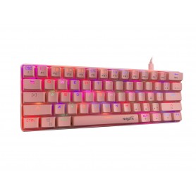 Teclado Mecanico Nisuta Gamer Rosa Rgb 61Teclas Con Software Gaming Mechanical Nskbgz61p Con Luz Led