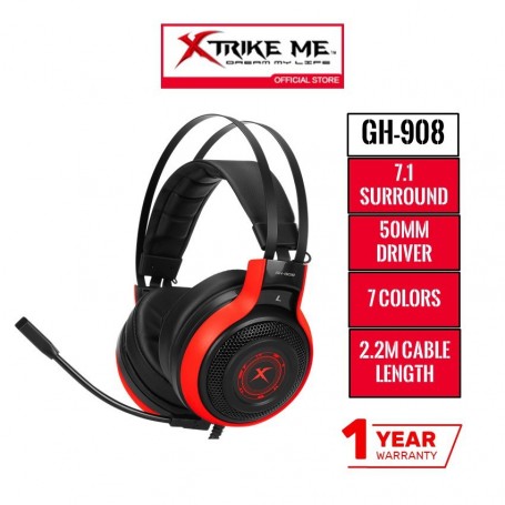 Auriculares Gamer Xtrike Me 7.1 Surround Con Microfono Headphone Led GH-908