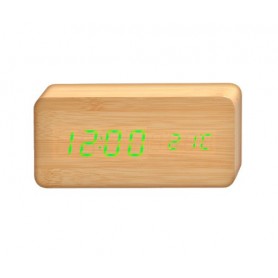 Reloj Daza Despertador Madera Led Hora Temperatura Madera Dzs712bagr