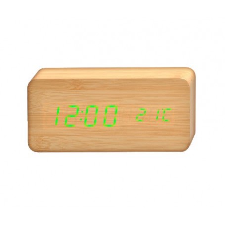 Reloj Daza Despertador Madera Led Hora Temperatura Madera Dzs712bagr