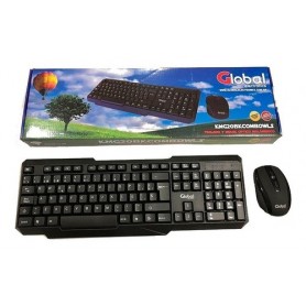 Teclado Y Mouse Inalambrico Global 2.4Ghz A Pilas Negro Kmg20