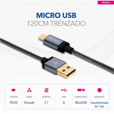 CABLE MICRO USB VERBATIM DORADO 120CM