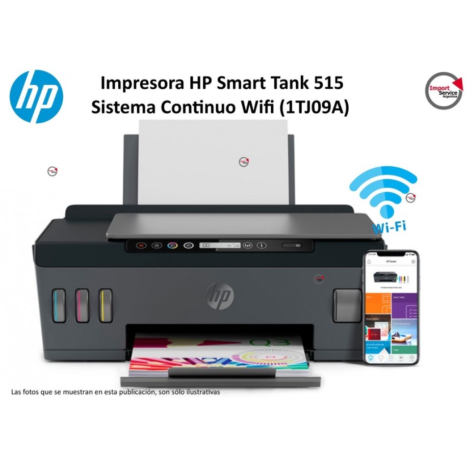 Impresora Hp Multifuncion Smart Tank 515 Wireless Sistema Continuo