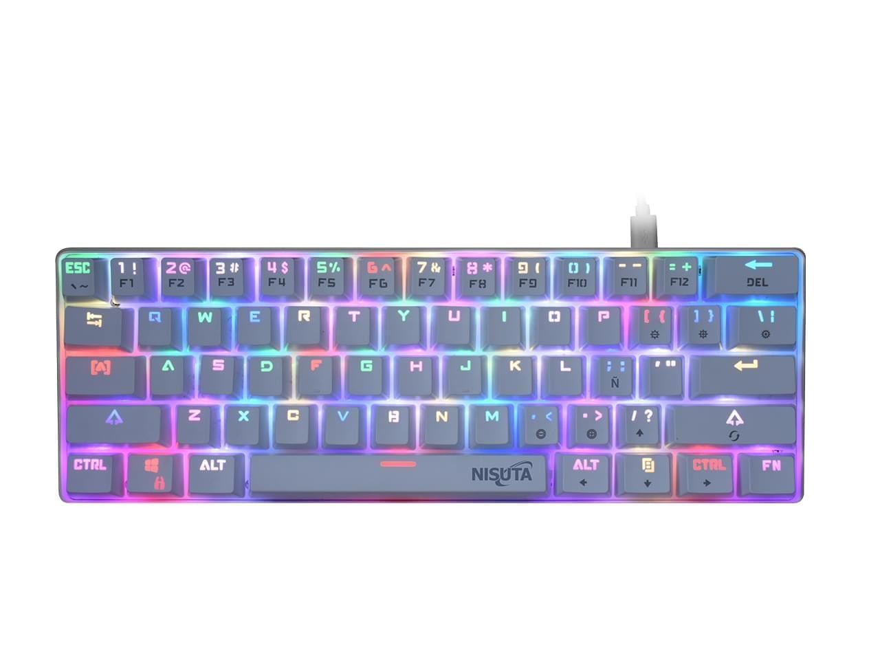 formato cómo tela Teclado Mecanico Nisuta Gamer Blanco Rgb 61 Teclas Con Software Gaming  Mechanical Nskbgz61w Con Luz Led